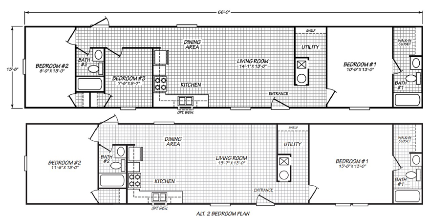 Woodlawn 14 0 X 66 901 Sqft Mobile, Double Wide Mobile Home Wiring Diagram