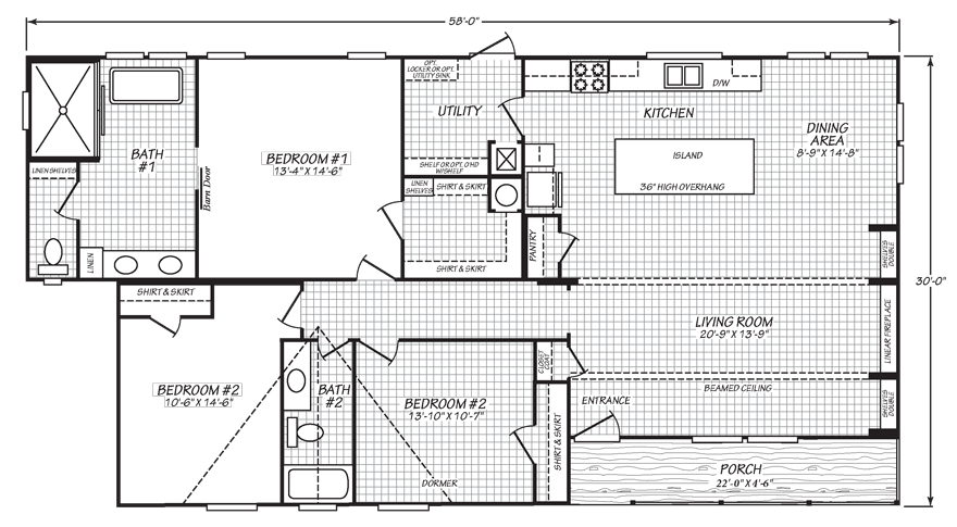 Harvester 32 X 58 1540 Sqft Mobile Home Factory Expo Home